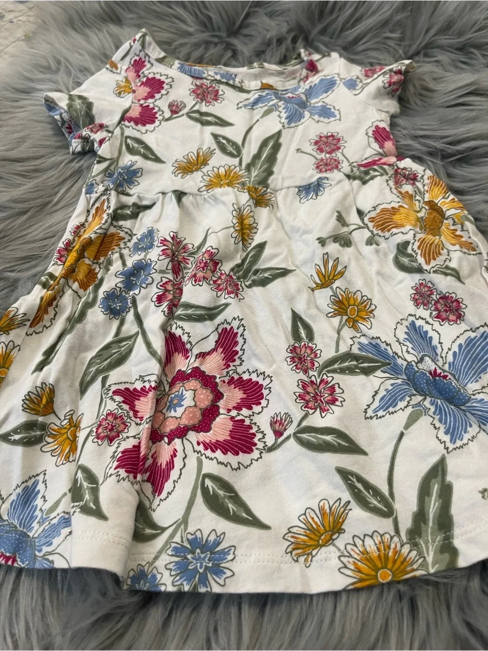 Old Navy Floral Baby Girl Dress 12-18M Cotton Short Sleeve Item #2772
